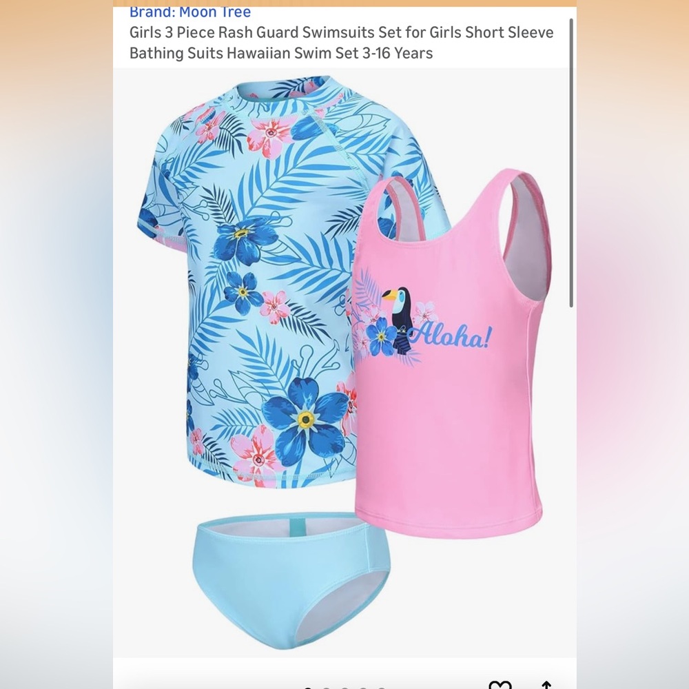 Amazon Kids' Rash Guard Set - Blue and Pink